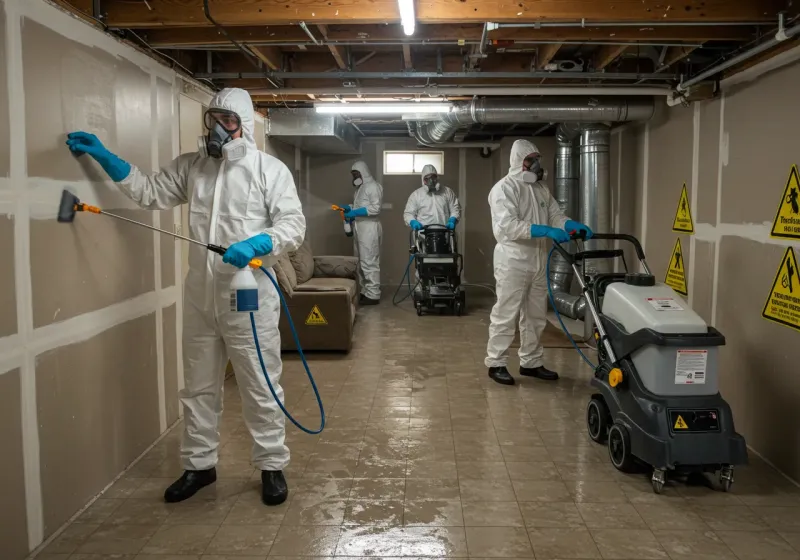 Basement Moisture Removal and Structural Drying process in Columbus Air Force Base, MS